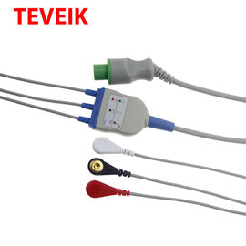 1K o sensor reusável 3 do elétrodo do Pin do ohm 12 conduz o cabo de Ecg