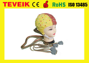 O EEG reusável Machine128 conduz o tampão amarelo do crânio do EEG com elétrodo da lata, padrão de CFDA