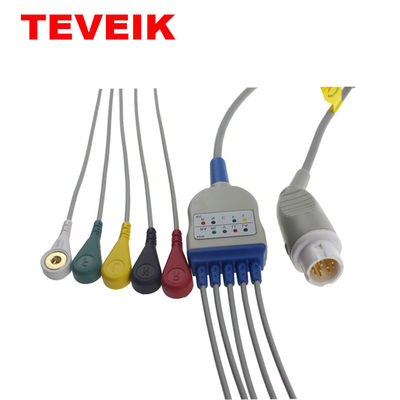 IEC TPU da pressão do fio de ligação do Pin 3 do círculo 12 do cabo do monitor paciente ECG de Mindray T5 T6 T8