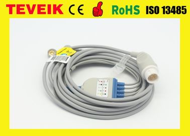 O círculo médico reusável 12pin 5 de HP da fábrica de TEVEIK conduz o cabo de ECG para o monitor paciente